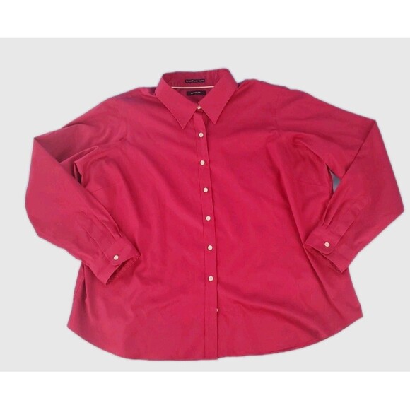 Womens No Iron Pinpoint Oxford 2x Button Front Long Sleeve Plum Lands End - Picture 3 of 13